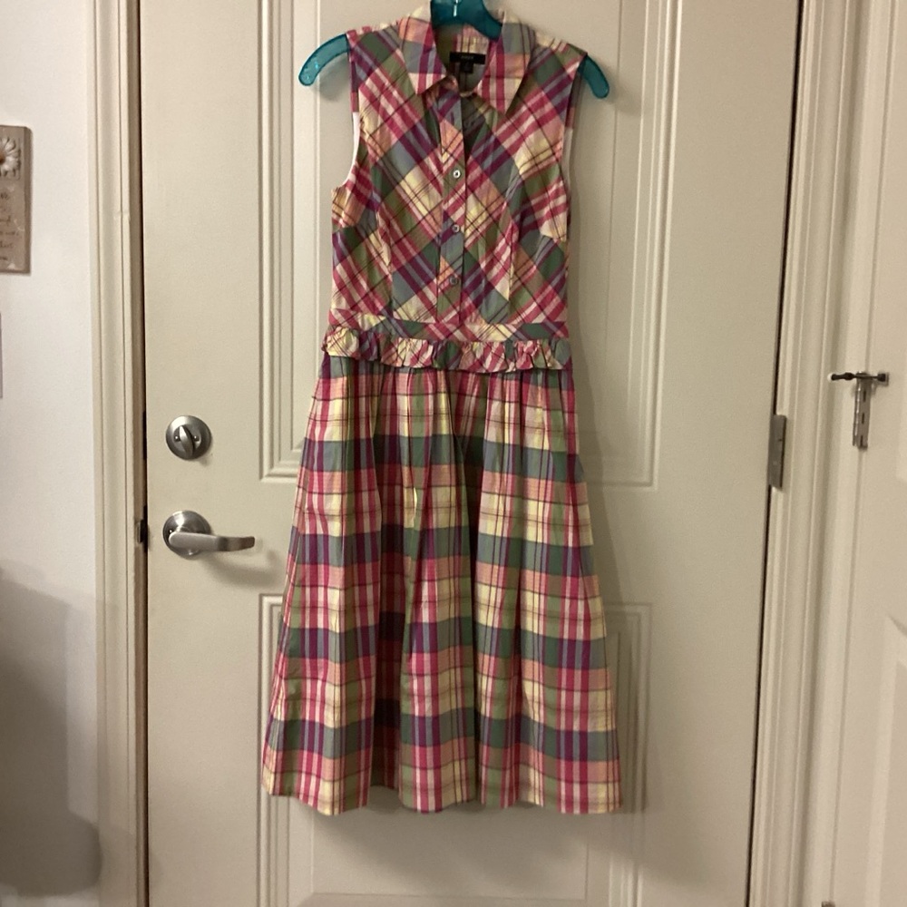J. Crew Factory Multicolor Plaid Sleeveless Dress SZ 2 EUC $129